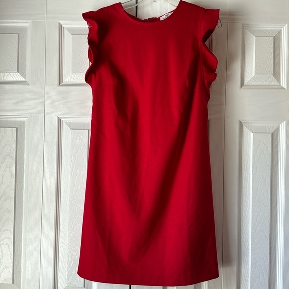Vineyard Vines red ruffle flutter sleeve a-line sheath dress sz 8 - Picture 4 of 15